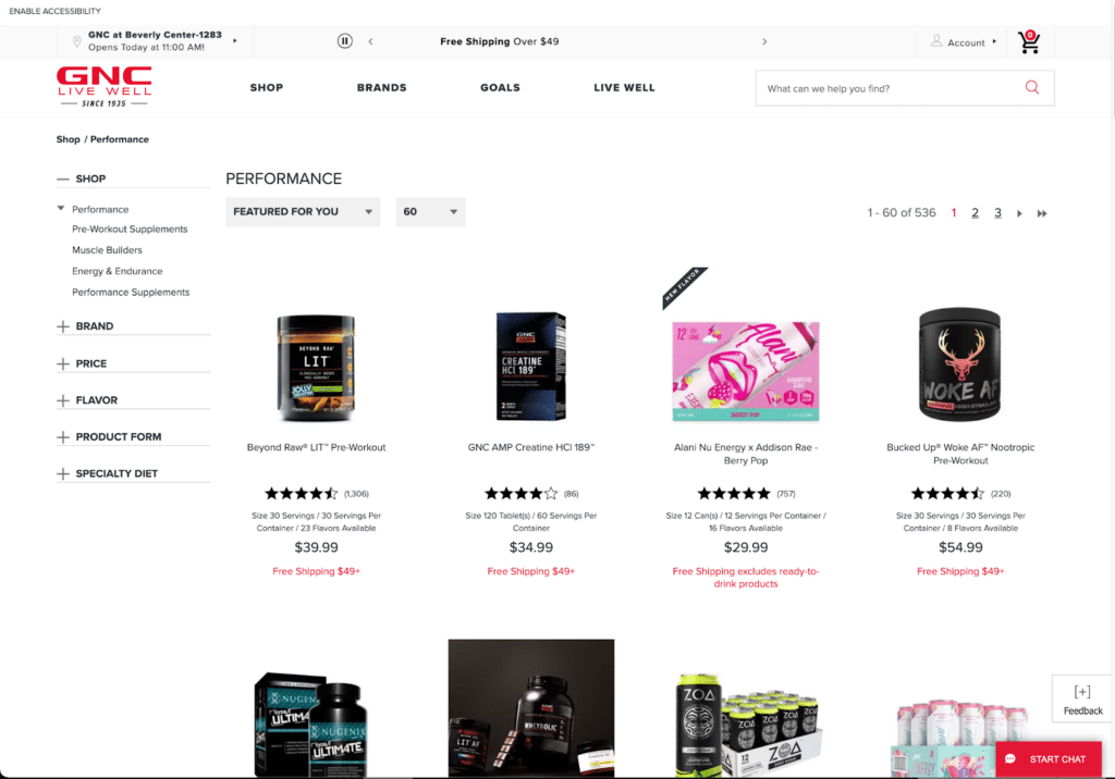 This is a photo of a GNC product listing page