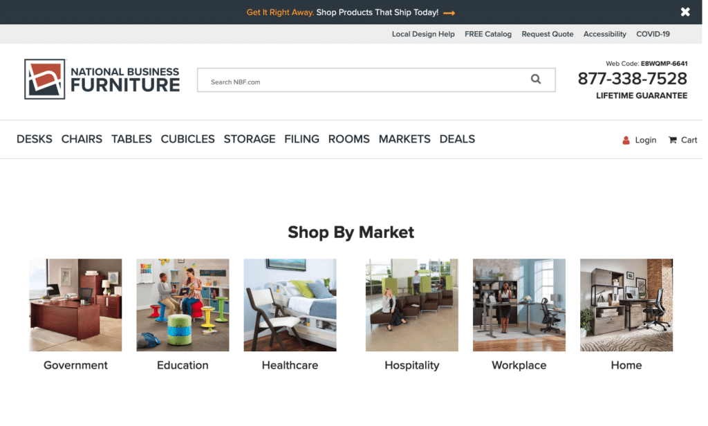 This is a photo of National Business Furniture's website