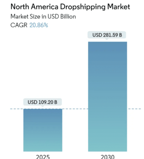 Graph showing the increase in dropshipping demand