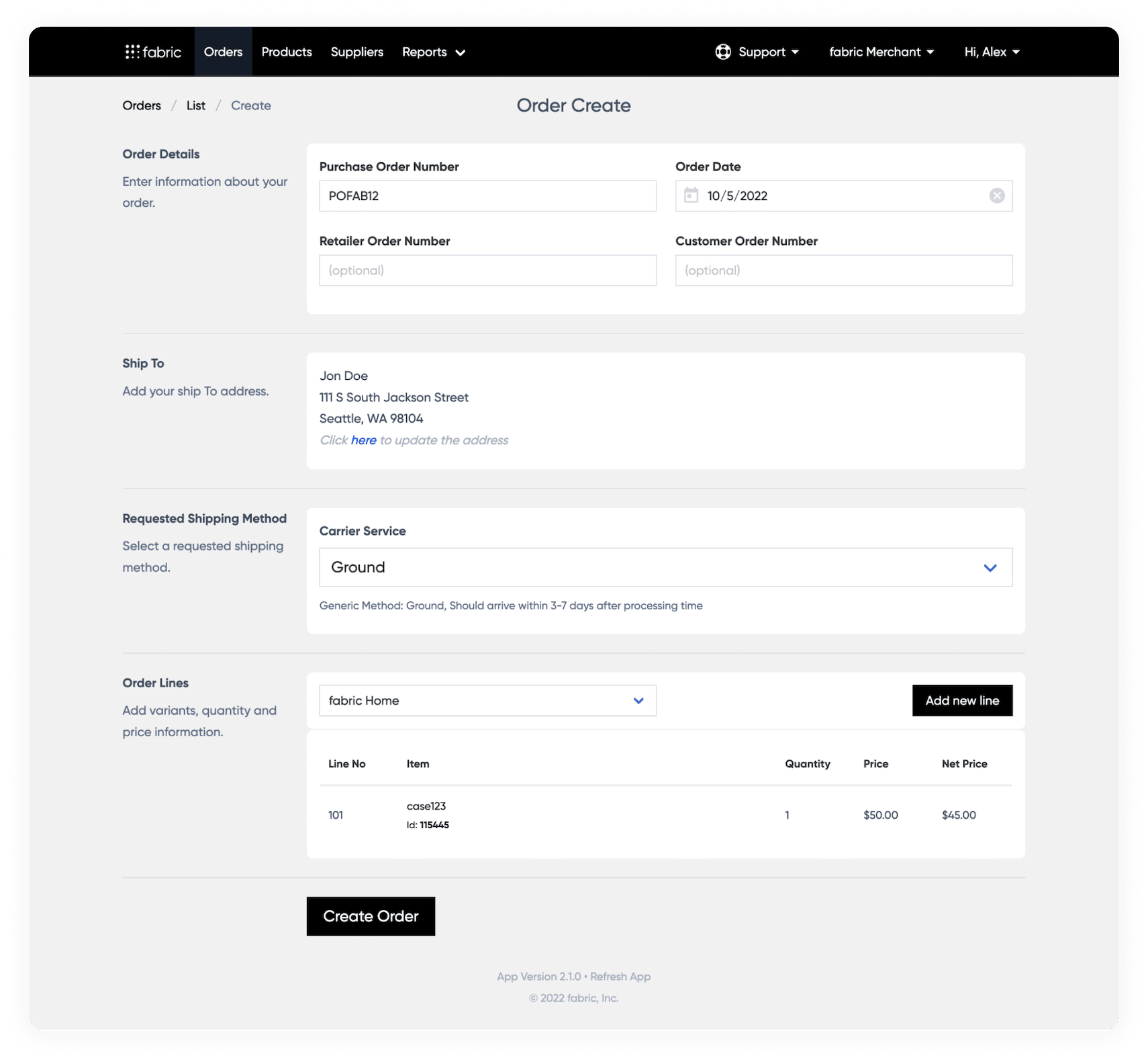 With our product release, it's easier than ever to create manual purchase orders in fabric Marketplace.