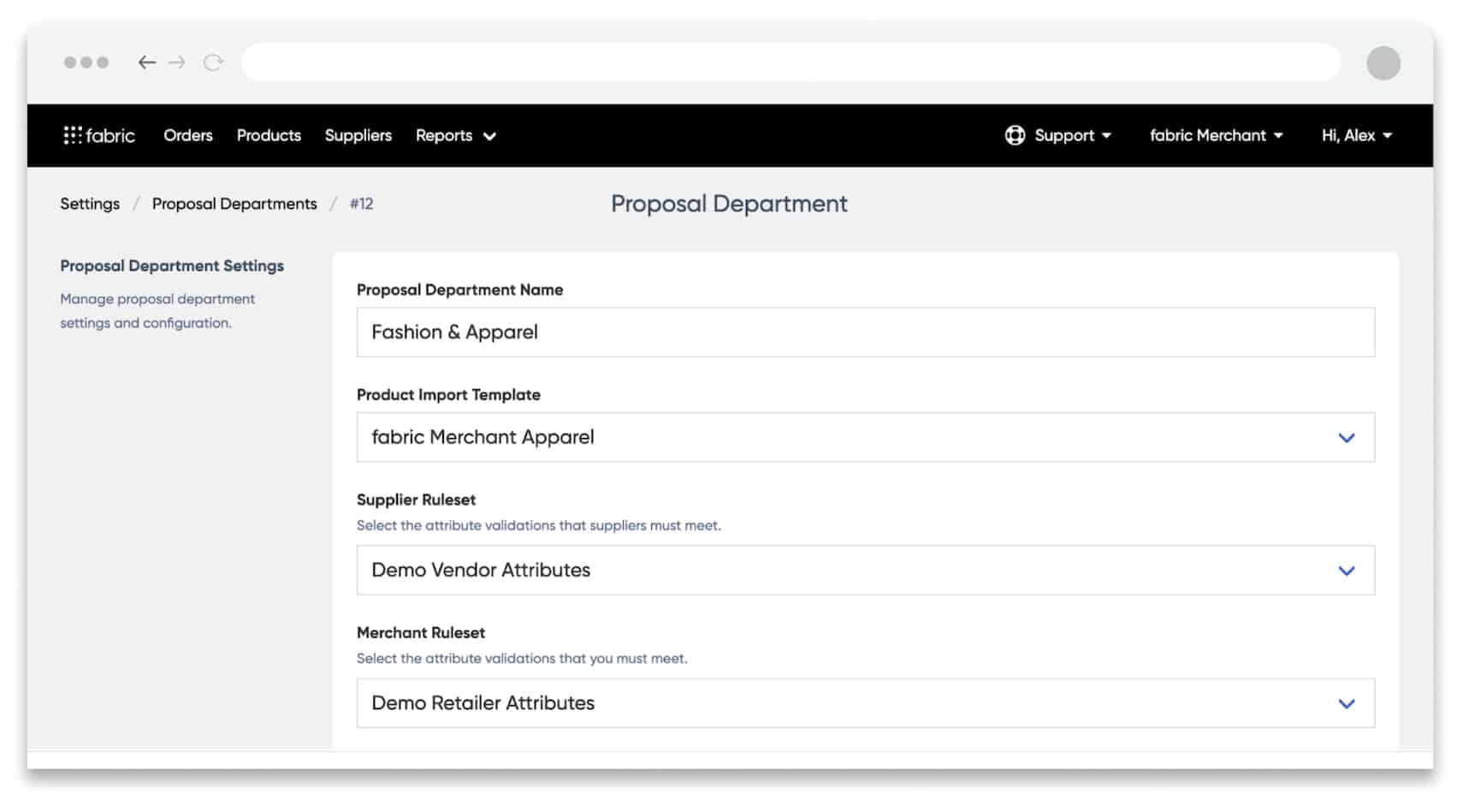 With our latest product update, merchants can create a proposal department in fabric Marketplace.