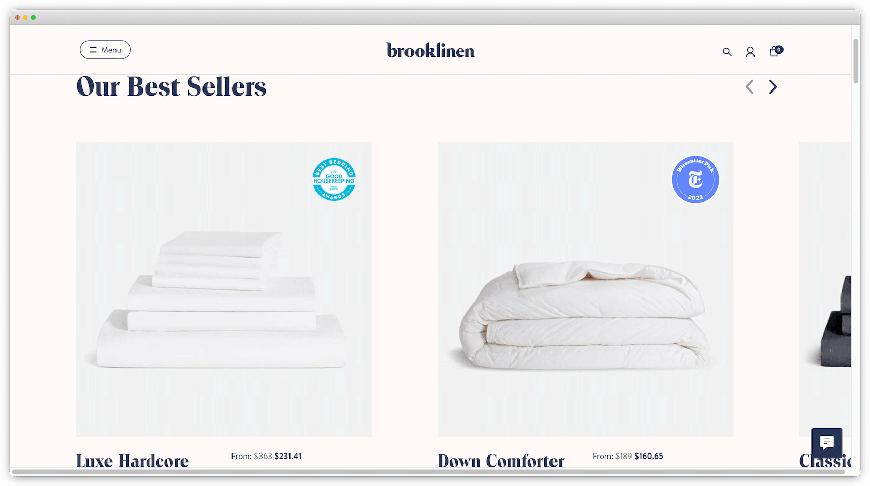 The second example of a successful dropshipping store is Brooklinen.