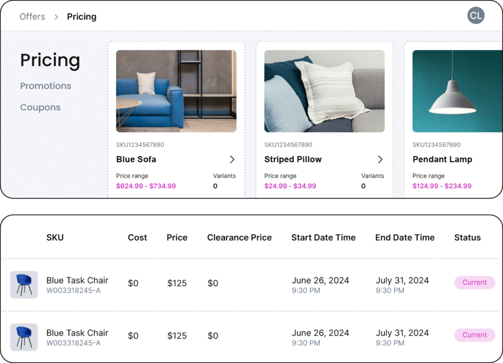 An example of how fabric software gives you flexibility to configure pricing rules—from base price to additional discounts—across any demand channel, in real-time