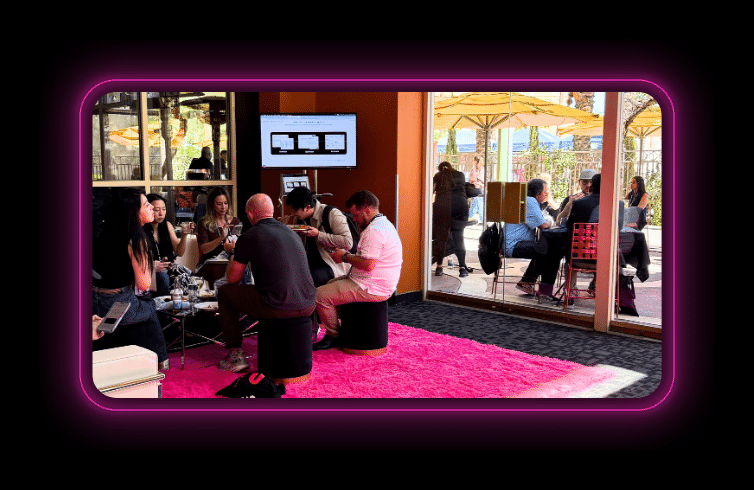 fabric NEON VIP Glow Up lounge at Shoptalk Spring 2026